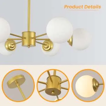 DELIPOP 6-Light Gold Globe Sputnik Chandelier for Home