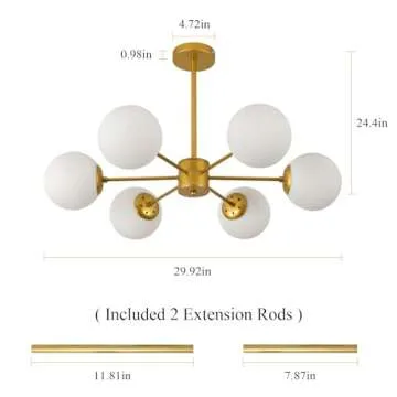 DELIPOP 6-Light Gold Globe Sputnik Chandelier for Home