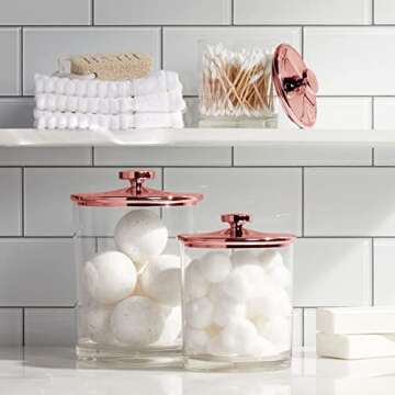 mDesign Large Modern Apothecary Storage Organizer Canister Jars - Plastic Containers for Bathroom, O...