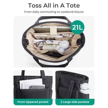 BAGSMART Lightweight Tote Bag with Crossbody Strap for Women