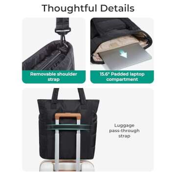 BAGSMART Lightweight Tote Bag with Crossbody Strap for Women