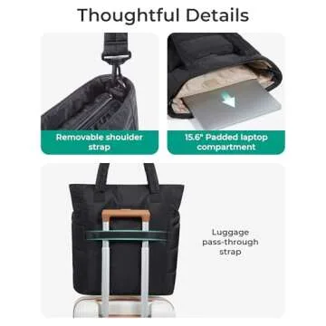 BAGSMART Lightweight Tote Bag with Crossbody Strap for Women