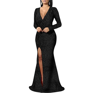 BestGirl Long Sleeve Formal Dress for Women with Sequins