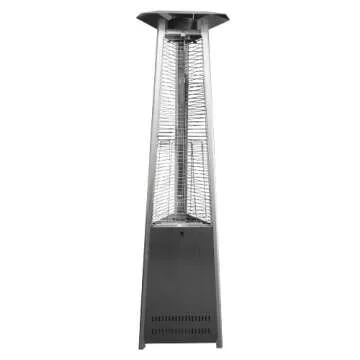 AZ Patio Commercial Glass Tube Propane Patio Heater w/Wheels, Stainless Steel, 48000BTU's