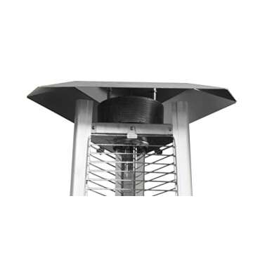 AZ Patio Commercial Glass Tube Propane Patio Heater w/Wheels, Stainless Steel, 48000BTU's