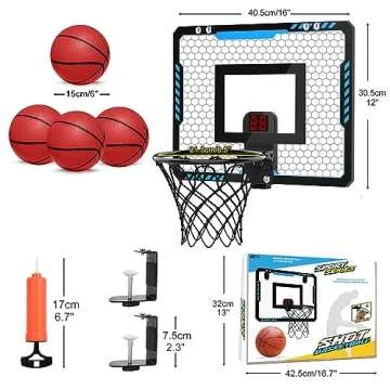 Iyoyo Mini Basketball Hoop with Electronic Scoreboard for Kids