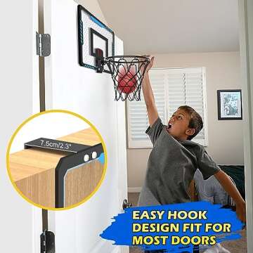 Iyoyo Mini Basketball Hoop Indoor for Kids Over The Door Basketball Hoop with Electronic Scoreboard Mini Basketball Hoop 4 Balls Basketball Toys Gift Kids 3-12 Year Old Toddlers Boys Girls Teens