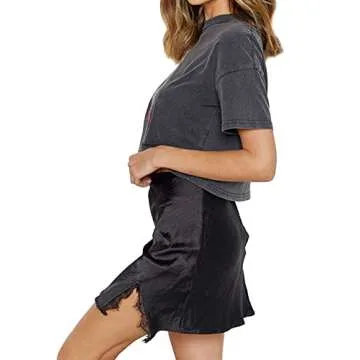 Stylish LYANER High-Waisted Satin Lace Mini Skirt