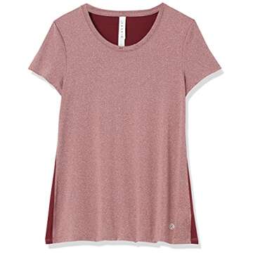 Amazon Brand - Core 10 Women's Fitted Run Tech Mesh Short Sleeve T-Shirt, Merlot Heather, 2X