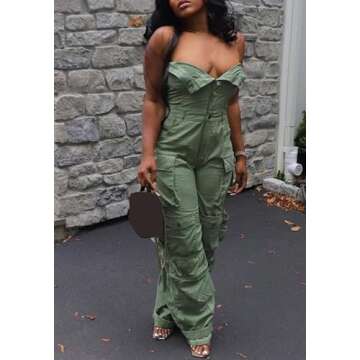 LETSVDO Womens Sleeveless Jean Jumpsuit Denim Plus Size Tube Cargo Pants Rompers Overalls Sexy Club Denim Outfits