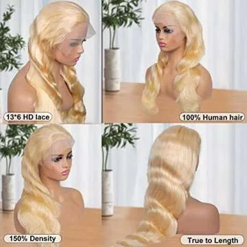 JGMI 613 Lace Front Wig Human Hair 13x6 Body Wave Blonde Wig 150% Density (18Inch)