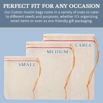 Celestial Gifts Cotton Muslin Drawstring Bags - 50pcs