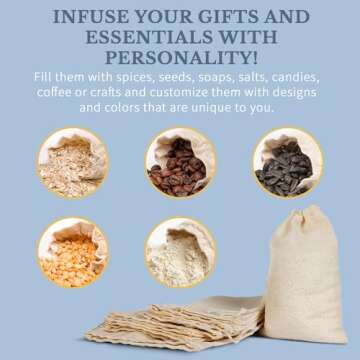 Celestial Gifts Cotton Muslin Drawstring Bags - 50pcs