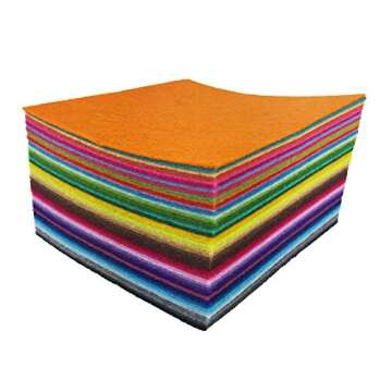 flic-flac 48PCS 8 x 8 inches (20 x 20cm) Assorted Color Felt Fabric Sheets Patchwork Sewing DIY Craft 1mm Thick … (20cm * 20cm, 48pcs)
