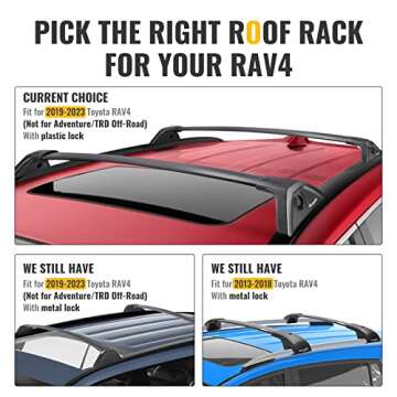 BougeRV Lockable Car Roof Rack Cross Bars Compatible with Toyota RAV4 2013-2018, Aluminum Cross Bar for Rooftop Basket Cargo Carrier Bag Luggage Kayak Canoe Bike Snowboard Skiboard