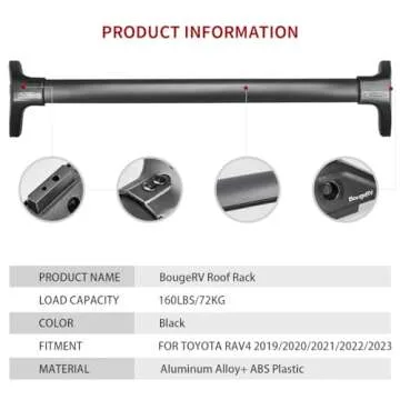 BougeRV Lockable Car Roof Rack Cross Bars Compatible with Toyota RAV4 2013-2018, Aluminum Cross Bar for Rooftop Basket Cargo Carrier Bag Luggage Kayak Canoe Bike Snowboard Skiboard