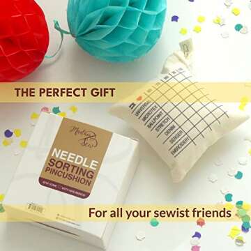 Madam Sew Needle Sorting Pin Cushion – Sewing Pin Holder Pincushion Organizes Sewing Machine Needles for Fast, Easy Identification – Sorts 5 Sizes and 7 Types of Quilting and Embroidery Needles