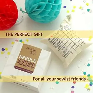 Madam Sew Needle Sorting Pin Cushion – Sewing Pin Holder Pincushion Organizes Sewing Machine Needles for Fast, Easy Identification – Sorts 5 Sizes and 7 Types of Quilting and Embroidery Needles
