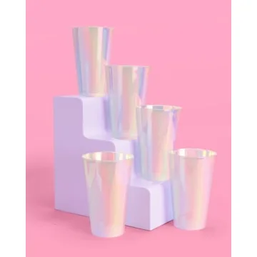 Iridescent Plastic Cups - 16 oz | Party Essentials