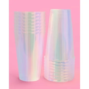Iridescent Plastic Cups - 16 oz | Party Essentials