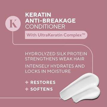 Infusion K Keratin Anti-Breakage Conditioner with UltraKeratin Complex - Hydrates & Enhances Softness & Shine | Strengthens Weak & Damaged Hair | Color Safe | Paraben & Sulfate Free (32 oz)