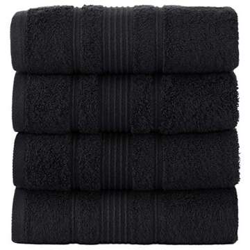 Qute Home 4-Piece Hand Towels Set, 100% Turkish Cotton Premium Quality Towels for Bathroom, Quick Dr...