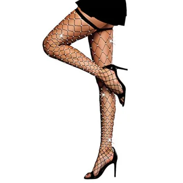 LUCKELF Women's Rhinestone-Studded Fishnet Tights – Elegant Thigh Highs for All Occasions