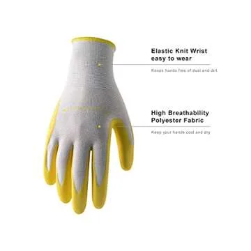HLDD HANDLANDY Gardening Gloves for Women - Breathable Foam Nitrile Work Gloves, 3 Pairs (Small)