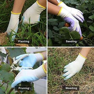 HLDD HANDLANDY Gardening Gloves for Women - 3 Pairs Lightweight Work Gloves