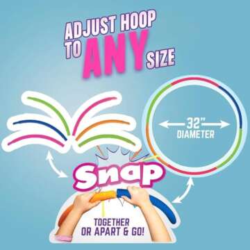 Kids Exercise Hoop, Snap Together Detachable Adjustable Weight Size Plastic Toy Hoops - Spinning Rin...