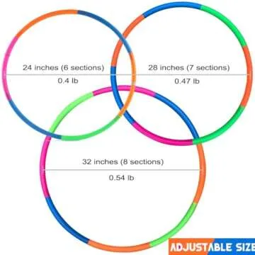 Kids Exercise Hoop, Snap Together Detachable Adjustable Weight Size Plastic Toy Hoops - Spinning Rings for Sports, Exercise, Playing, 32-Inch
