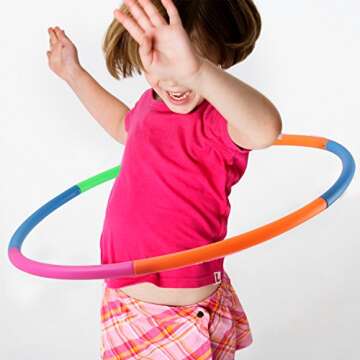 Kids Exercise Hoop, Snap Together Detachable Adjustable Weight Size Plastic Toy Hoops - Spinning Rings for Sports, Exercise, Playing, 32-Inch
