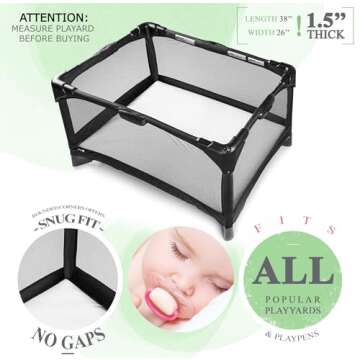 Organic Cotton Pack N Play Mattress | Dual-Sided Portable Baby Crib Pad with Firm Side for Infants & Soft Memory Foam for Toddlers, Waterproof & Washable Cover | 38x26x1.5 Fits Most Playards/Playpens