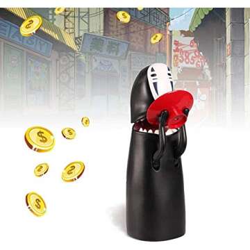 Faceless Male Coin Box, Spirited Away No-Face Man Piggy Bank, Automatic Money-Eating Coin Box with M...