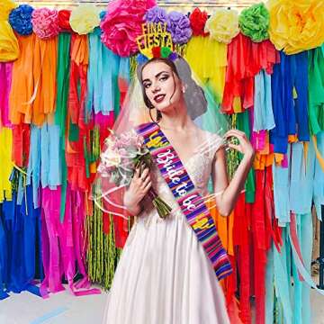 Mexican Final Fiesta Bachelorette Veil Final Fiesta Headband with Bride to Be Satin Sash, Bacheloret...