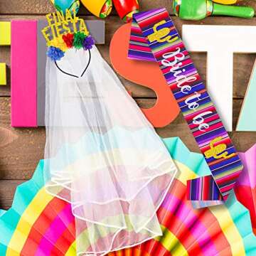 Mexican Final Fiesta Bachelorette Veil Final Fiesta Headband with Bride to Be Satin Sash, Bachelorette Party Veil Flower Crowns Tiara, Mexican Theme Bridal Shower Party Favor Party Decorations