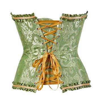 819 Women Lace up Back Sexy Floral Corset for Women Lingerie Bustier Top Plus Size Medium Green