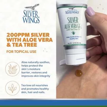 Natural Path Silver Wings 200ppm Silver with Aloe Vera Gel and Tea Tree Oil - Soothing Skin Care - 0.75 oz