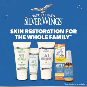 Natural Path Silver Wings 200ppm Silver with Aloe Vera Gel and Tea Tree Oil - Soothing Skin Care - 0.75 oz