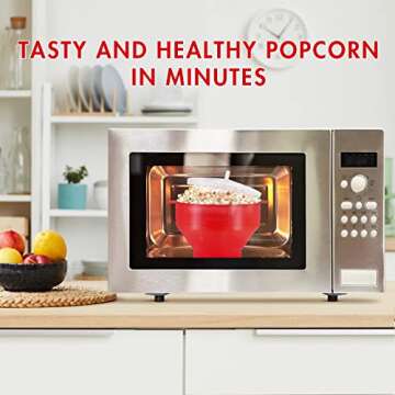 The Original Korcci Microwaveable Silicone Popcorn Popper, Microwave Popcorn Popper, Collapsible Mic...