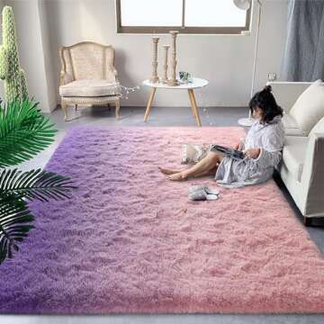 DweIke Luxury 4' x 6' Modern Indoor Living Room Bedroom Home Area Rugs, Light Purple Pink Rug Upgrad...