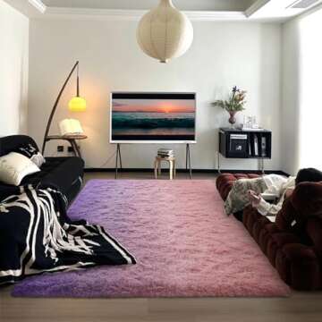 DweIke Luxury 4' x 6' Modern Indoor Living Room Bedroom Home Area Rugs, Light Purple Pink Rug Upgrade Non-Slip Rectangular Colorful Rug, High Pile Soft Rug for Kids Girls Bedroom Decor