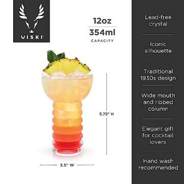 Viski Crystal Pearl Diver Tiki Tumblers - Set of 2