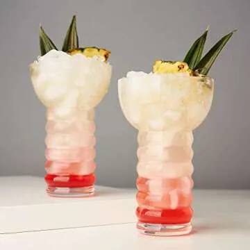Viski Crystal Pearl Diver Tiki Tumblers - Set of 2