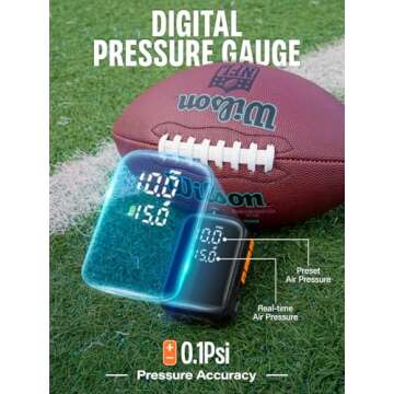 Pumteck AP1-M Electric Ball Pump: Portable Sports Automatic Ball Air Pump with Digital Precise Press...