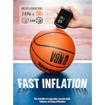 Pumteck AP1-M Electric Ball Pump: Portable Sports Automatic Ball Air Pump with Digital Precise Pressure Gauge, 15Psi Fast Inflation Basketball Soccer Football Volleyball Rugby Inflator with 2 Needles