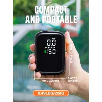 Pumteck AP1-M Electric Ball Pump: Portable Sports Automatic Ball Air Pump with Digital Precise Pressure Gauge, 15Psi Fast Inflation Basketball Soccer Football Volleyball Rugby Inflator with 2 Needles