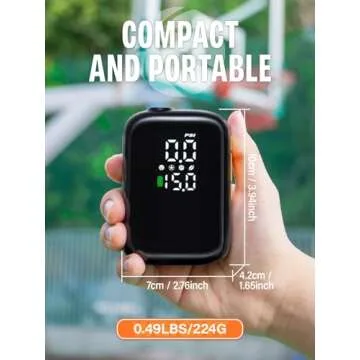 Pumteck AP1-M Electric Ball Pump: Portable Sports Automatic Ball Air Pump with Digital Precise Pressure Gauge, 15Psi Fast Inflation Basketball Soccer Football Volleyball Rugby Inflator with 2 Needles