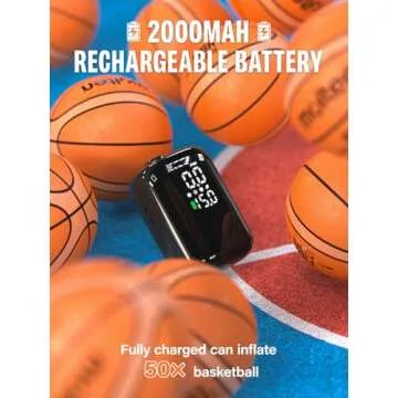 Pumteck AP1-M Electric Ball Pump: Portable Sports Automatic Ball Air Pump with Digital Precise Pressure Gauge, 15Psi Fast Inflation Basketball Soccer Football Volleyball Rugby Inflator with 2 Needles