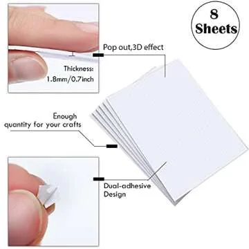 Zonon 9600 Pieces Foam Dots Adhesive Squares 8 Sheets Mini 3D Foam Precut Square Mount 0.2 Inch Dual...